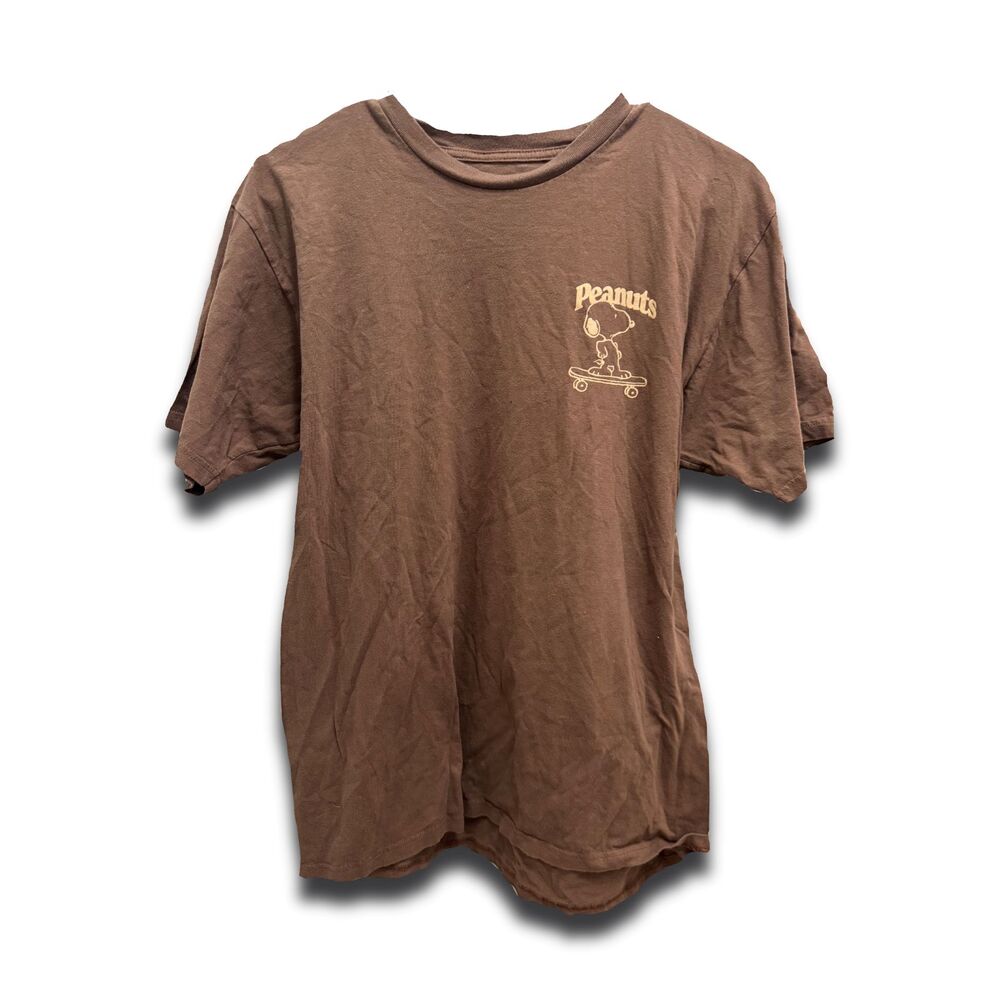 Peanuts Snoopy Skate Service Graphic T-Shirt Brown Men's Size L